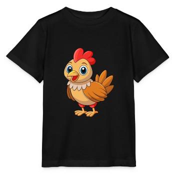Chicken Cute Mascot Cartoon Character Kawaii - Stanley/Stella MINI CREATOR Kids’ T-Shirt - black - Front - Mikhail (115cm)