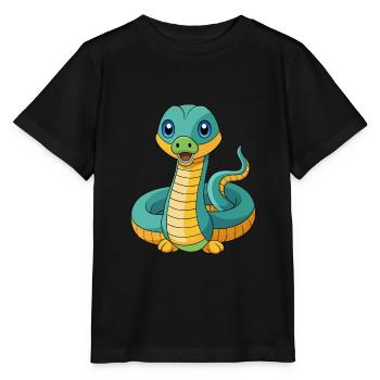 Anaconda Mascotte mignonne Personnage de dessin animé Kawaii - T-shirt bio MINI CREATOR Stanley/Stella Enfant - noir - Devant - Mikhail (115cm)