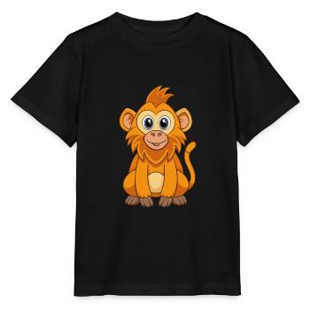 Baboon Cute Mascot Cartoon Character Kawaii - Stanley/Stella MINI CREATOR Kids’ T-Shirt - black - Front - Mikhail (115cm)