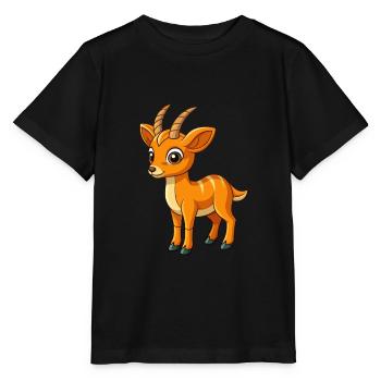 Antilope Mignon Mascotte Personnage De Dessin Animé Kawaii - T-shirt bio MINI CREATOR Stanley/Stella Enfant - noir - Devant - Mikhail (115cm)