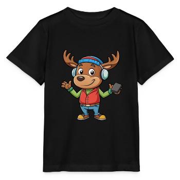 orignal drôle personnage de dessin animé musique de casque - T-shirt bio MINI CREATOR Stanley/Stella Enfant - noir - Devant - Mikhail (115cm)