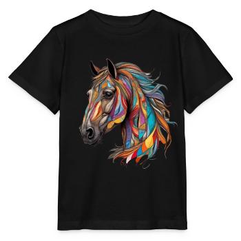 colorful Horse Horse Head Nuestern Horse Head - Stanley/Stella MINI CREATOR Kids’ T-Shirt - black - Front - Mikhail (115cm)