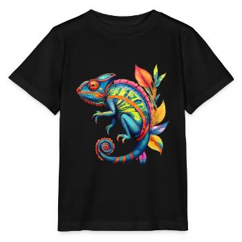 Chamäleon Chamäleons Reptilien - Stanley/Stella Kinder T-Shirt MINI CREATOR  - Schwarz - Vorne - Mikhail (115cm)