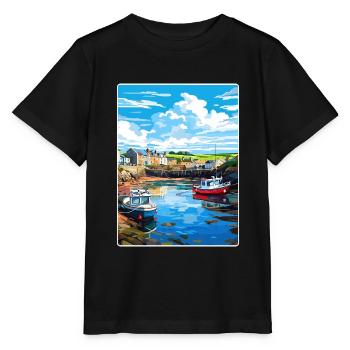 Bude Cornwall England Reiseposter Souvenir WPA - Stanley/Stella Kinder T-Shirt MINI CREATOR  - Schwarz - Vorne - Mikhail (115cm)