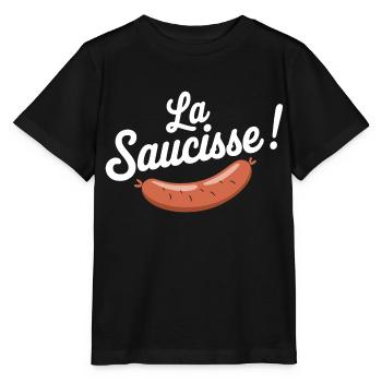 La saucisse ! - T-shirt bio MINI CREATOR Stanley/Stella Enfant - noir - Devant - Mikhail (115cm)