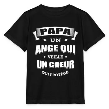 PAPA UN ANGE QUI VEILLE UN CŒUR QUI PROTÈGE - T-shirt bio MINI CREATOR Stanley/Stella Enfant - noir - Devant - Mikhail (115cm)
