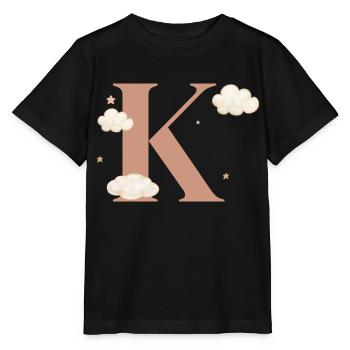 Buchstabe k bewölkt Sterne - Stanley/Stella Kinder T-Shirt MINI CREATOR  - Schwarz - Vorne - Mikhail (115cm)