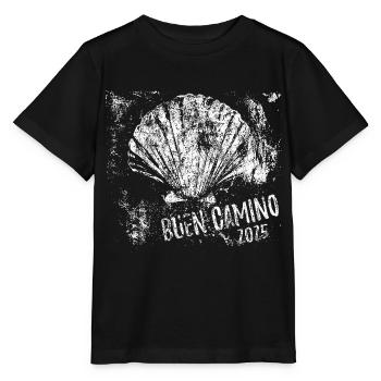 Buen Camino 2025, Pétoncle, Santiago - T-shirt bio MINI CREATOR Stanley/Stella Enfant - noir - Devant - Mikhail (115cm)
