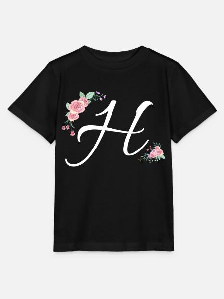 Buchstabe h Blumen - Stanley/Stella Kinder T-Shirt MINI CREATOR - Schwarz