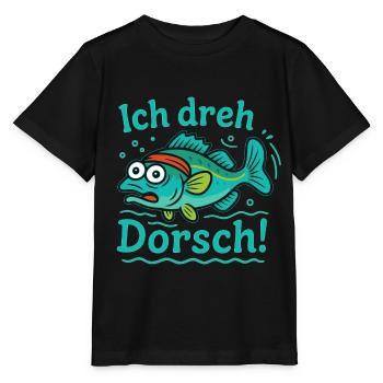 Ich Dreh Dorsch Angler Fischer Angeln - Stanley/Stella Kinder T-Shirt MINI CREATOR  - Schwarz - Vorne - Mikhail (115cm)