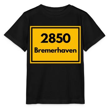 Ortsschild - damals alte PLZ 2850 BREMERHAVEN - Stanley/Stella Kinder T-Shirt MINI CREATOR  - Schwarz - Vorne - Mikhail (115cm)