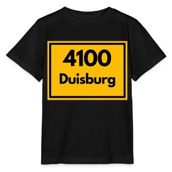 Ortsschild - damals Retro alte PLZ 4100 DUISBURG - Stanley/Stella Kinder T-Shirt MINI CREATOR  - Schwarz - Vorne - Mikhail (115cm)