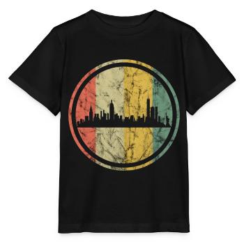 NYC retro skyline - Stanley/Stella Kinder T-Shirt MINI CREATOR  - Schwarz - Vorne - Mikhail (115cm)