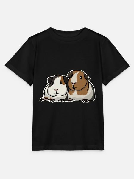 Deux cochons d'Inde, mignon, dessin animé - T-shirt bio MINI CREATOR Stanley/Stella Enfant - noir