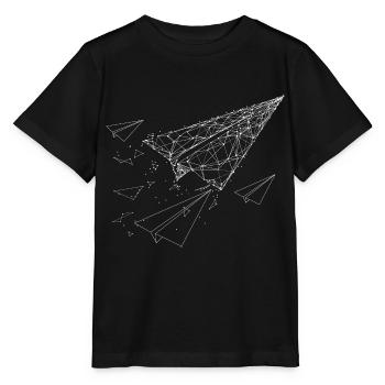 Paper Plane Polygon Technology Drawing - Stanley/Stella MINI CREATOR Kids’ T-Shirt - black - Front - Mikhail (115cm)