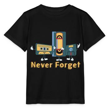 Retro Never Forget Motif - Stanley/Stella MINI CREATOR Kids’ T-Shirt - black - Front - Mikhail (115cm)