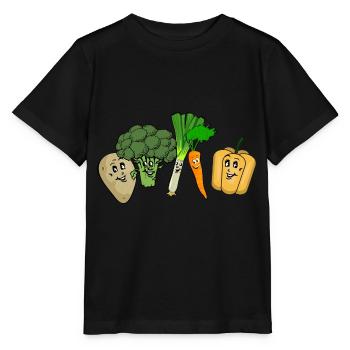 Happy vegetables - Stanley/Stella MINI CREATOR Kids’ T-Shirt - black - Front - Mikhail (115cm)