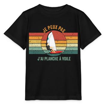 Je peux pas, j'ai planche à voile - T-shirt bio MINI CREATOR Stanley/Stella Enfant - noir - Devant - Mikhail (115cm)