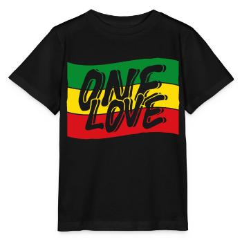 Drapeau Reggae One Love - T-shirt bio MINI CREATOR Stanley/Stella Enfant - noir - Devant - Mikhail (115cm)