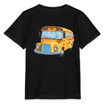 Bus jaune animaux ecole - T-shirt bio MINI CREATOR Stanley/Stella Enfant - noir - Devant - Mikhail (115cm)