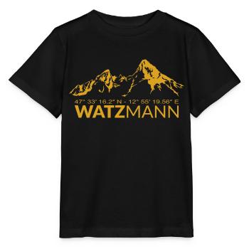 Watzmann GPS Koordinaten Breitengrad Längengrad - Stanley/Stella Kinder T-Shirt MINI CREATOR  - Schwarz - Vorne - Mikhail (115cm)
