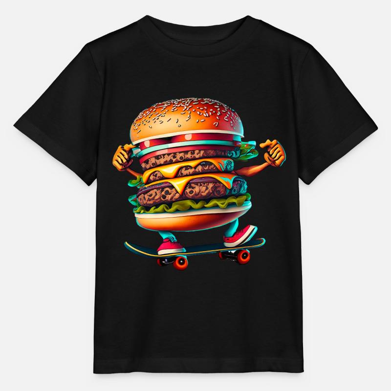 Cheeseburger Skateboard Skater - T-shirt bio MINI CREATOR Stanley/Stella Enfant - noir