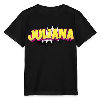 Juliana benutzerdefinierter Name Comic-Stil Pop-Art, - Stanley/Stella Kinder T-Shirt MINI CREATOR  - Schwarz - Vorne - Mikhail (115cm)