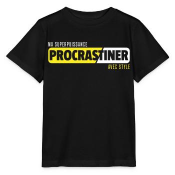 Procrastiner / citations drôles - T-shirt bio MINI CREATOR Stanley/Stella Enfant - noir - Devant - Mikhail (115cm)