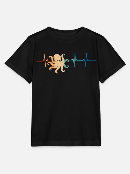 Herzschlag-Oktopus - Stanley/Stella Kinder T-Shirt MINI CREATOR - Schwarz