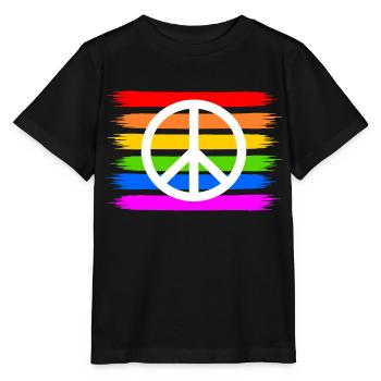 Peace Peacezeichen auf Regenbogenfahne regenbogen - Stanley/Stella Kinder T-Shirt MINI CREATOR  - Schwarz - Vorne - Mikhail (115cm)
