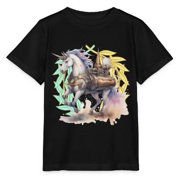 Licornes Licorne Animaux mythiques Fable - T-shirt bio MINI CREATOR Stanley/Stella Enfant - noir - Devant - Mikhail (115cm)