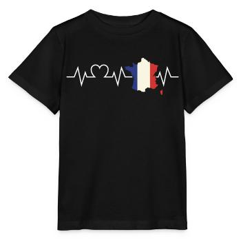 French French heartbeat France - Stanley/Stella MINI CREATOR Kids’ T-Shirt - black - Front - Mikhail (115cm)