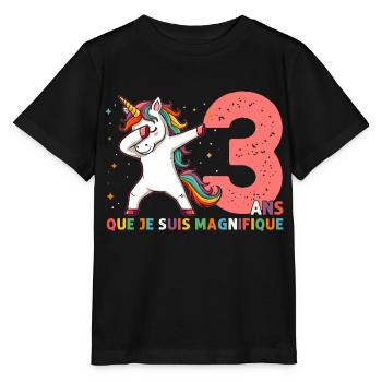 Licorne Dab Cadeau 3 Ème Anniversaire 3 Ans - T-shirt bio MINI CREATOR Stanley/Stella Enfant - noir - Devant - Mikhail (115cm)