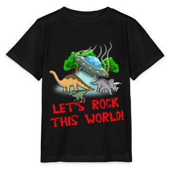 LETS ROCK THIS WORLD - INVASION DER DINO ALIENS - Stanley/Stella Kinder T-Shirt MINI CREATOR  - Schwarz - Vorne - Mikhail (115cm)