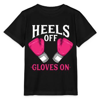 Heels Off Gloves on | Femmes filles boxe - T-shirt bio MINI CREATOR Stanley/Stella Enfant - noir - Devant - Mikhail (115cm)