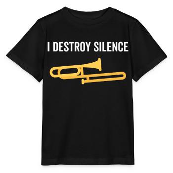 I Destroy Silence Trombone - Stanley/Stella Kinder T-Shirt MINI CREATOR  - Schwarz - Vorne - Mikhail (115cm)