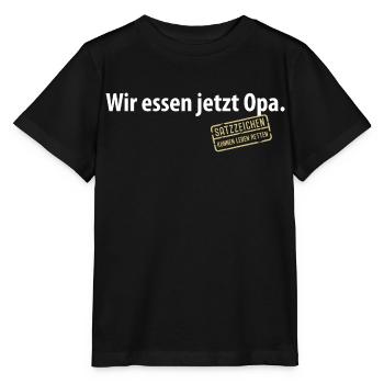 Wir essen jetzt Opa Satzzeichen Komma Leben retten - Stanley/Stella Kinder T-Shirt MINI CREATOR  - Schwarz - Vorne - Mikhail (115cm)