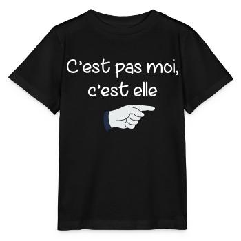 C’est pas moi, c’est elle - t-shirt humoristique - T-shirt bio MINI CREATOR Stanley/Stella Enfant - noir - Devant - Mikhail (115cm)