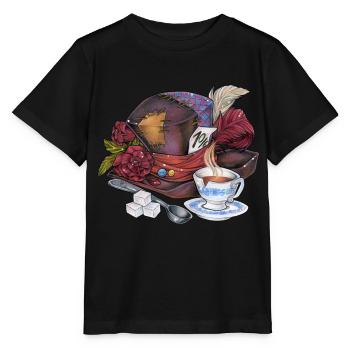 Alice im Wunderland Verrückte Hutmacher Teetasse - Stanley/Stella Kinder T-Shirt MINI CREATOR  - Schwarz - Vorne - Mikhail (115cm)