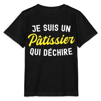 pâtissier qui déchire / humour patissier - T-shirt bio MINI CREATOR Stanley/Stella Enfant - noir - Devant - Mikhail (115cm)