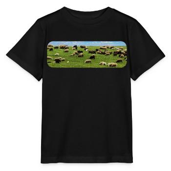 Troupeau de moutons en pâturage - T-shirt bio MINI CREATOR Stanley/Stella Enfant - noir - Devant - Mikhail (115cm)
