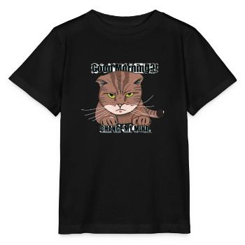 Good Morning Cat - Lustige Böse Katze - Grummelig - Stanley/Stella Kinder T-Shirt MINI CREATOR  - Schwarz - Vorne - Mikhail (115cm)
