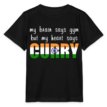 Mon cœur dit Curry - T-shirt bio MINI CREATOR Stanley/Stella Enfant - noir - Devant - Mikhail (115cm)