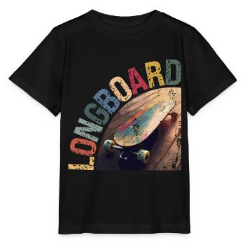 Longboard Vintage Longboarder Gift sk8 Skater - Stanley/Stella MINI CREATOR Kids’ T-Shirt - black - Front - Mikhail (115cm)