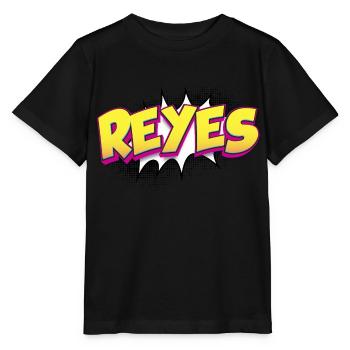 Reyes benutzerdefinierter Name Comic-Buch-Stil Pop-Art, Reyes - Stanley/Stella Kinder T-Shirt MINI CREATOR  - Schwarz - Vorne - Mikhail (115cm)