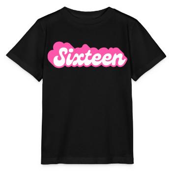 Sixteen Birthday - 16th Birthday Retro Rose - Stanley/Stella MINI CREATOR Kids’ T-Shirt - black - Front - Mikhail (115cm)