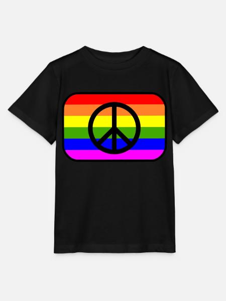 Peacezeichen auf LGBT Regenbogenfahne - Stanley/Stella Kinder T-Shirt MINI CREATOR  - Schwarz