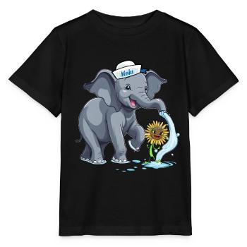 Elefant Elefanten maritim - Stanley/Stella Kinder T-Shirt MINI CREATOR  - Schwarz - Vorne - Mikhail (115cm)