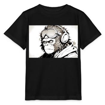 Cooler Affe im futuristischen Stil - Stanley/Stella Kinder T-Shirt MINI CREATOR  - Schwarz - Vorne - Mikhail (115cm)