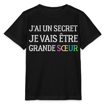 Ich habe ein Geheimnis, ich werde eine große Schwester sein - Stanley/Stella Kinder T-Shirt MINI CREATOR  - Schwarz - Vorne - Mikhail (115cm)